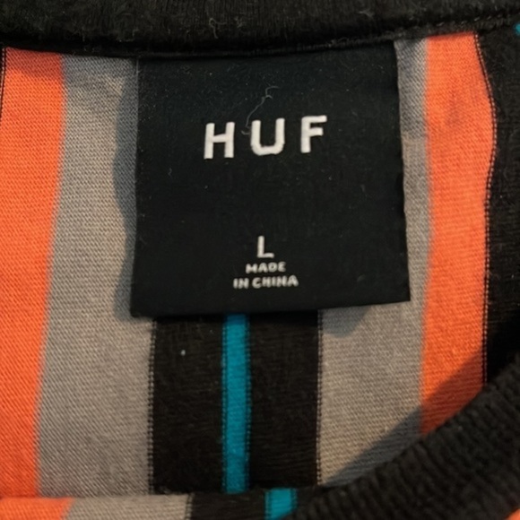 Men's HUF WorldWide Long Sleeve Striped Pullover Shirt Size Large GUC #7707 - Picture 3 of 4